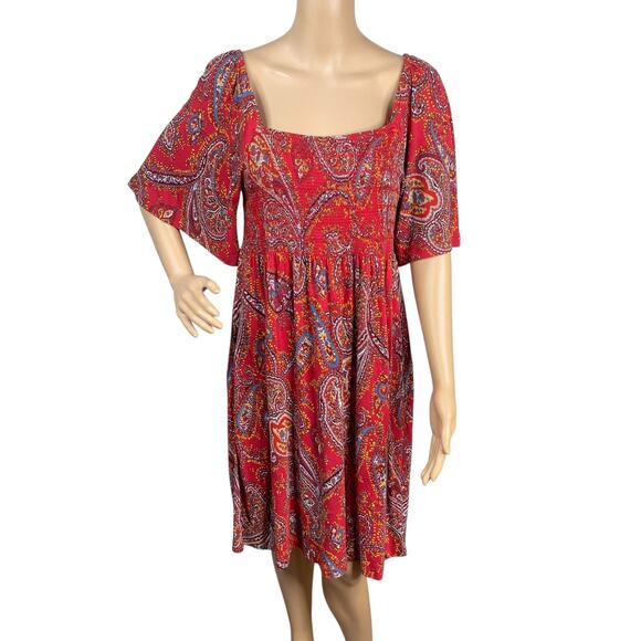 Fat Face NEW Alice Sunkissed Cherry Red Smocked Paisley Dress SZ 4 - Picture 5 of 13